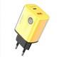 Блок питание USB (сеть) Earldom ES-EU40 C-C, 3A, с кабелем TYPE C - TYPE C, USB выход/Type C выход, желтый.