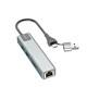 HUB 2в1 на USB+Type-C Earldom ET-HUB24, (2USB+карт SD+ TF карта+ разъем RJ45) , серебро