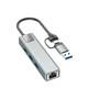 HUB 2в1 на USB+Type-C Earldom ET-HUB23, (3USB+разъем RJ45) , серебро