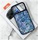 Задняя крышка iPefet Iphone 15 Pro Max перламутровая, MagSafe, силиконовый борт, с цветными разводами, синяя