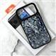 Задняя крышка iPefet Iphone 15 Pro Max перламутровая, MagSafe, силиконовый борт, с цветными разводами, черная