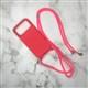 Силиконовый чехол MOBILE CASE Iphone 17 Pro матовый, бархат внутри, со шнурком на шею, в тех. паке, ярко-розовый