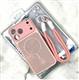 Задняя крышка Iphone 15 Pro Max CASE ROPE перфорированная, защита камеры со шнурком на руку, розовая