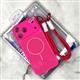 Задняя крышка Iphone 15 Pro Max CASE ROPE перфорированная, защита камеры со шнурком на руку, ярко-розовая