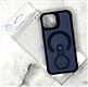 Задняя крышка Iphone 17 Pro Max FASHION CASE перфорированная с MagSafe, кольцо-подставка, силиконовый борт, синяя