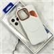 Задняя крышка Iphone 17 Tadagee Snap Case с MagSafe, под кожу, металл. вставка с перфорацией, белая