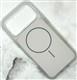 Задняя крышка Iphone 16 Pro матовая с MagSafe, металл. кнопки, прозрачно-матовый силик. борт., в блистере, серая
