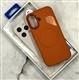 Задняя крышка Iphone 17 Tadagee Snap Case с MagSafe, под кожу, металл. вставка с перфорацией, оранжевая