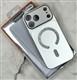 Задняя крышка Iphone 16 Pro FASHION CASE, матовая, глянцевая защита камеры + MagSafe из страз, серебристая