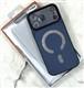 Задняя крышка Iphone 16 Pro FASHION CASE, матовая, глянцевая защита камеры + MagSafe из страз, синяя