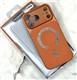 Задняя крышка Iphone 16 Pro FASHION CASE, матовая, глянцевая защита камеры + MagSafe из страз, оранжевая