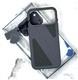 Задняя крышка Iphone 17 Pro/18 Pro Kadi Ou под кожу с MagSafe, вставки под карбон, бархат внутри, серая