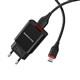 Блок питания сетевой 1 USB Borofone, BA20A, Sharp, 2100mA, пластик, кабель микро USB, цвет: чёрный (