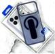 Задняя крышка Iphone 17 Pro Max Tadagee Snap Case, прозрачно-матовая, MagSafe, отдел для карт, подставка, синяя