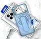 Задняя крышка Iphone 17 Pro Max Tadagee Snap Case, прозрачно-матовая, MagSafe, отдел для карт, подставка, голубая