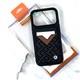 Задняя крышка Iphone 16 Pro Max PROTECTIVE CASE под кожу с MagSafe+картхолдер с узором, черная