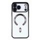 Силиконовый чехол Iphone 17 Pro Max/18 Pro Max прозрачный в сеточку, с защитой камеры, magsafe, глянцевый борт, в блистере, черный