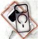 Задняя крышка Iphone 18 Pro iPefet прозрачно-матовая с MagSafe, силик. борт, металл. окантовка камеры, фиолетовая