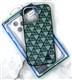 Задняя крышка Iphone 16 Pro Max PROTECTIVE CASE принт треугольники, метлл. оконтовка камеры, MagSafe, зеленая