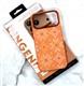 Задняя крышка Iphone 17 Pro Max DINGEND под карбон с MagSafe, металлическая оконтовка камеры, оранжевые снежинки