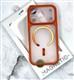 Задняя крышка Iphone 17 Magnetic Case прозрачная, ребристая, цветной MagSafe, матовый силиконовый борт, оранжевая
