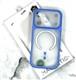 Задняя крышка Iphone 17 Magnetic Case прозрачная, ребристая, цветной MagSafe, матовый силиконовый борт, голубая