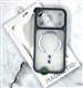 Задняя крышка Iphone 17 Magnetic Case прозрачная, ребристая, цветной MagSafe, матовый силиконовый борт, серая