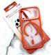Задняя крышка Iphone 17/18 2in1 Eco-friendly CASE матово-прозрачная, цветной MagSafe и матовый силиконовый борт, оранжевая