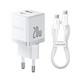 Сетевое ЗУ Baseus Palm Fast Charger C+U 20W EU Moon White (with Baseus Mini White Cable USB-C to USB-C 60W (20V/3A) 1m Moon White)